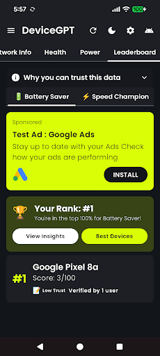 Phone health score and full scan overview