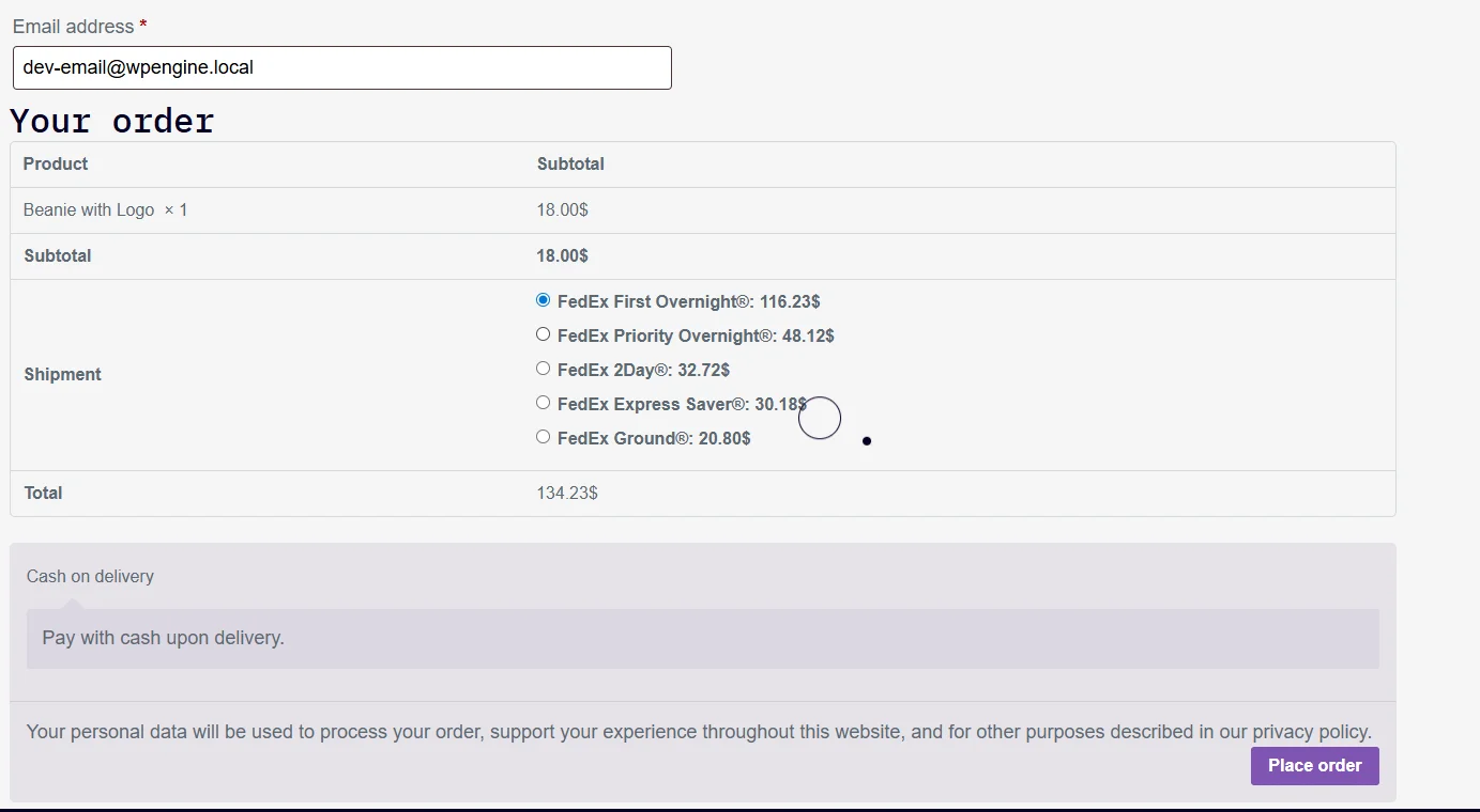 Shipment type selector showing Ground, Express, Freight LTL, and International options.