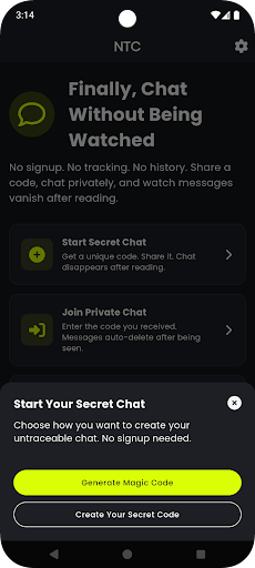 Private chat with disappearing messages